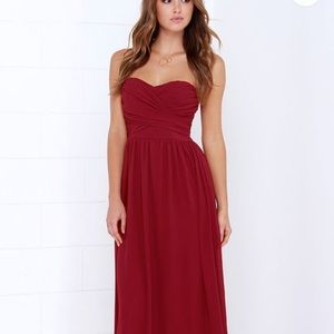 Lulu’s Royal Engagement Strapless Wine Red Dress | XS